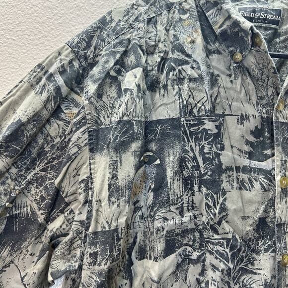 Vtg Field & Stream Button Up Shirt Men L Animal Hunt Allover Print Long Sleeve - Picture 2 of 7